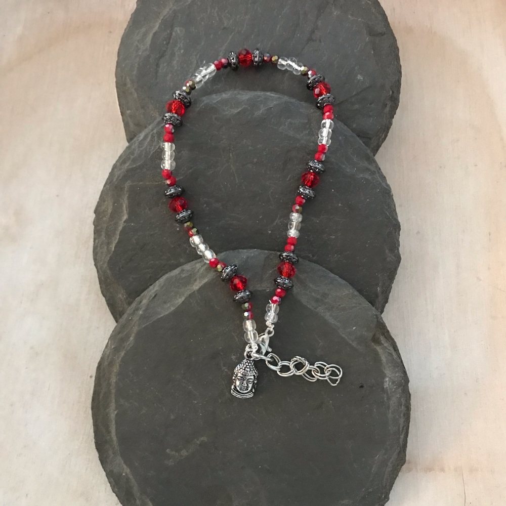 9in Red Buddha Anklet
